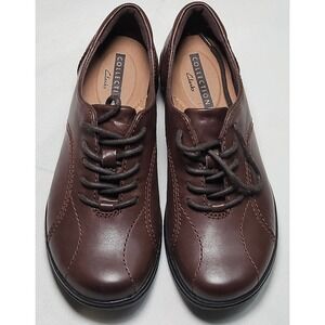 Clarks Collection Brown Leather Lace Up Oxford Shoes Women Size 5.5 US‎ New